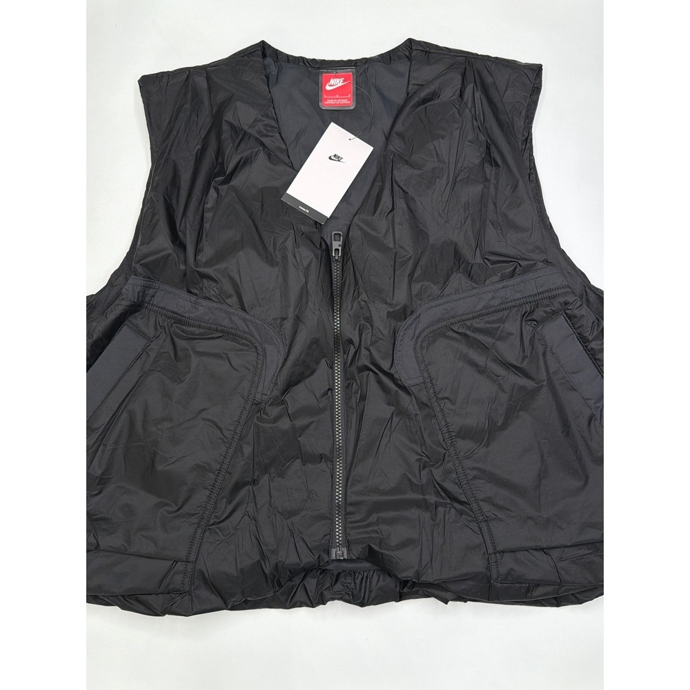 Nike Mens L Black Puffer Vest Lightweight Tech Pack Padded Gilet Jacket